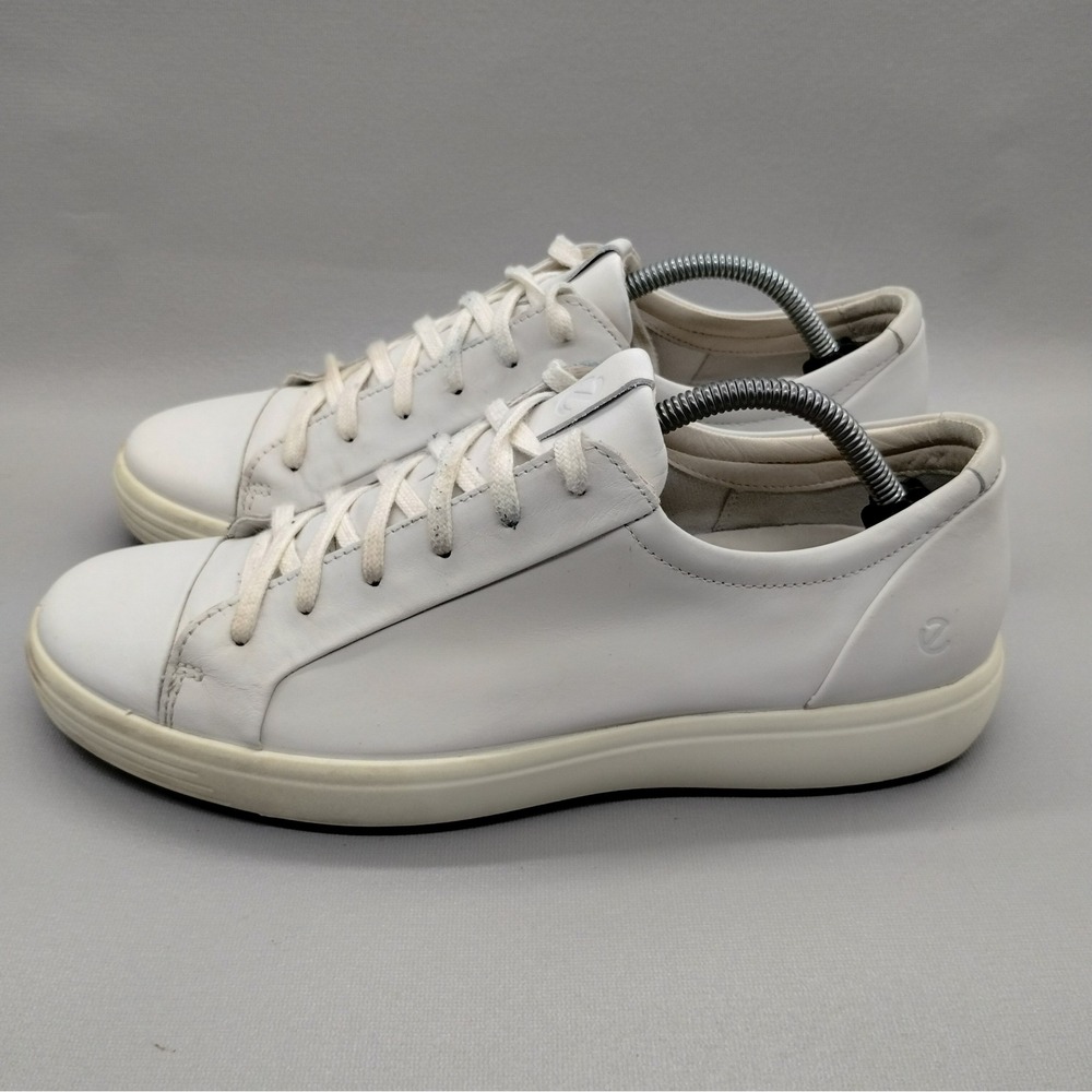 Ecco Soft 7 City Mens White Leather Low Top Lace Up Sneakers Size 44 Casual